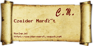 Czeider Marót névjegykártya
